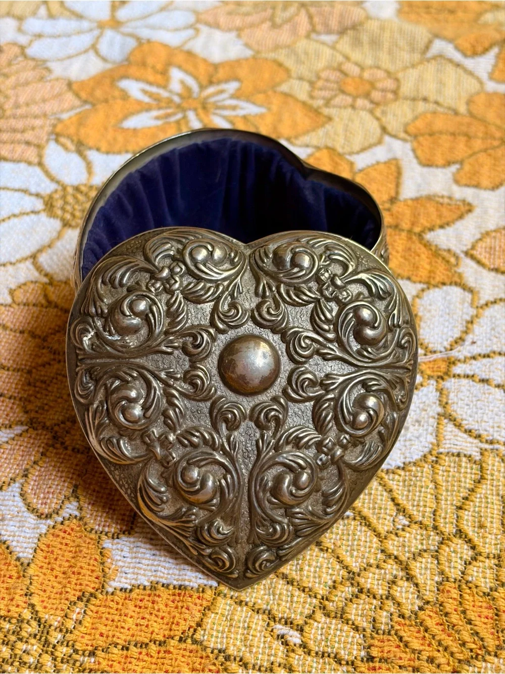 🧿✨ Vintage 1980s Silver Heart Trinket Box ✨🧿
